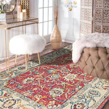 Rugsville Libby Floral Red Persian Carpet 5'3" x 7'1"