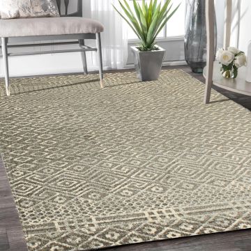 Rugsville Aliza Geometric Gray Modern Carpet 5'3" x 7'11"