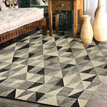 Rugsville Audrianna Geometric Black Modern Carpet 5'3" x 7'7"