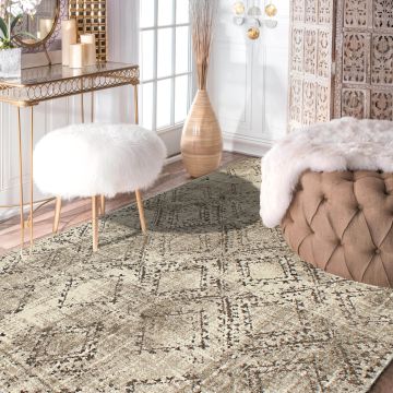 Rugsville Akira Geometric Brown Modern Carpet 5'3" x 7'6"