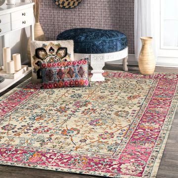 Rugsville Carleigh Floral Ivory Persian Carpet 5'3" x 7'6"