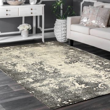 Rugsville Geraldine Abstract Black Modern Carpet 5'3" x 7'7"