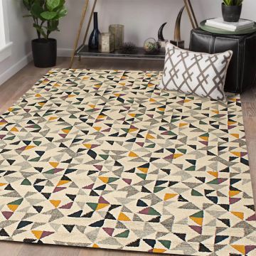 Rugsville Caydence Geometric Ivory Modern Carpet 5'3" x 7'7"