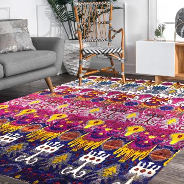 Rugsville Ikat Sari Silk Multi Hand Knotted Carpet 8' x 10'