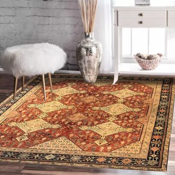 Rugsville Bohemian Tribal Hand Knotted Rust Wool Carpet 8' x 10'