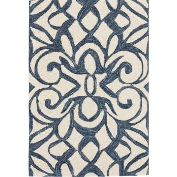 Eddy Marlin Ivory Blue Handmade Wool Carpet 