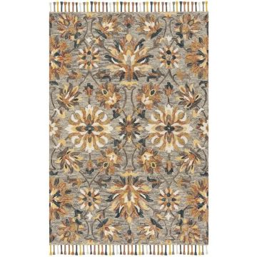  Tuscan Grey Floral Handmade Wool Carpet 