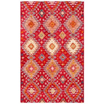  Tuscan Red Orange Bohemian Handmade Wool Carpet 