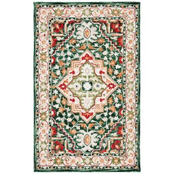  Tuscan Ivory Green Persian Handmade Wool Carpet 