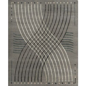 Aster Volute Modern Chrome  Handmade Wool Carpet 