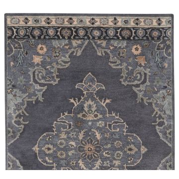 Bryson Persian Medallion Handmade Blue Wool Carpet 5' x 8'