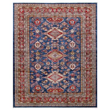 Fine Tribal Kazak Navy Red Wool Carpet 8'1"x10'1"