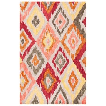 IKAT Pink Bohemian Handmade Wool Carpet 