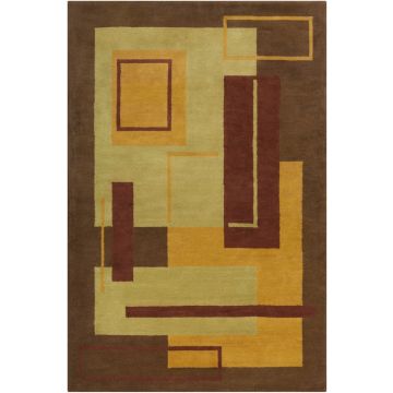 Cora Blent Modern Brown Handmade Wool Carpet 