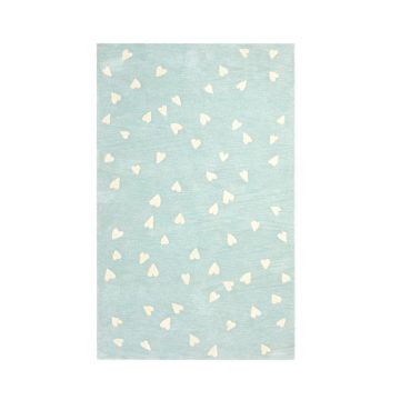 Kids Barn Hearty Modern Aqua Handmade Wool Carpet 