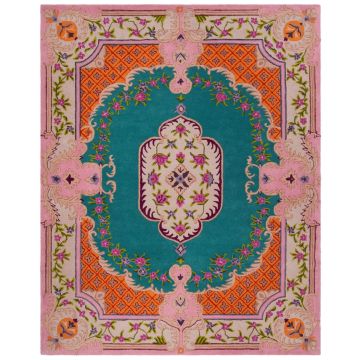 Aviva Bellanca Oriental & Persian Pink Handmade Wool Carpet 
