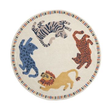 Animal Kingdom Safari Kids Ivory Handmade Wool Carpet