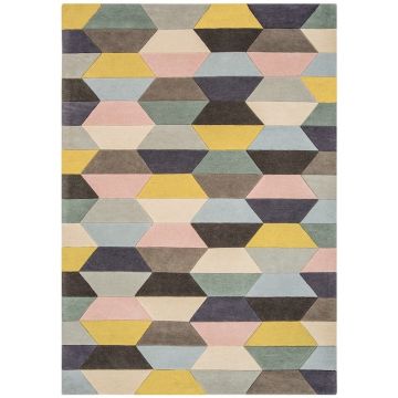 Sylas Visa Modern Pink Handmade Wool Carpet 