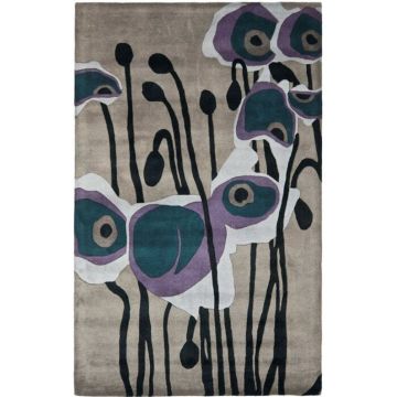 Abstract Adora Floral Off White Handmade Wool Carpet 