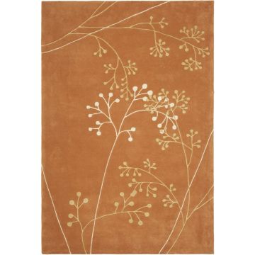 Blossom Mesty Floral Orange Handmade Wool Carpet 