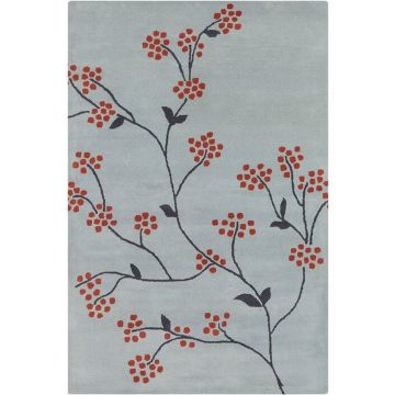 Blossom Chinck Floral Grey Handmade Wool Carpet 