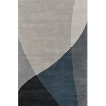 Harlow Velenka Abstract Modern Grey Handmade Wool Carpet 