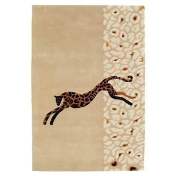 Safari Panther Animal Ivory Handmade Wool Carpet 