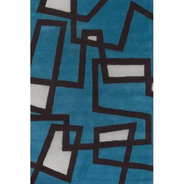 Harlow Artis Abstract Modern Blue Handmade Wool Carpet 