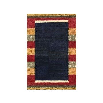 Rugsville Gabbeh Indigo Blue Wool Handmade Carpet 5' x 8'