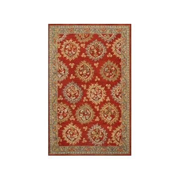 Rugsville Sadie Medallion Red Blue Wool Carpet 5' x 8'