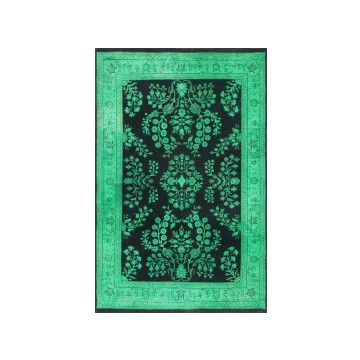 Rugsville Vintahe style Overdyed Jade Green Wool Carpet 4' x 6'