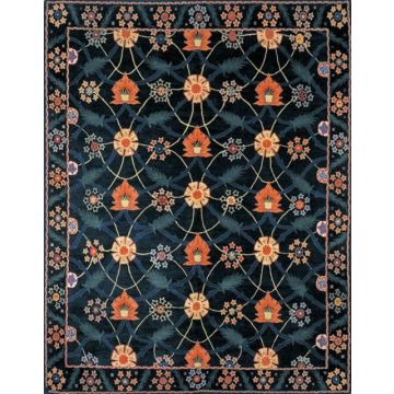 Persia Hyacinth Oriental Navy  Handmade Wool Carpet 