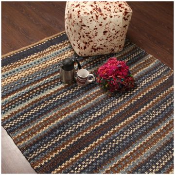 Rugsville Stripe Multi Handmade Jute Dhurrie Carpet 4' 5" x 6' 5"