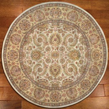 Rugsville Agra Persian Hand Knotted Ivory Gold Wool Carpet 8'x8'