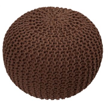 Rugsville Bean Sack Rope Knit Brown Cotton Oval Pouf 14"x20"