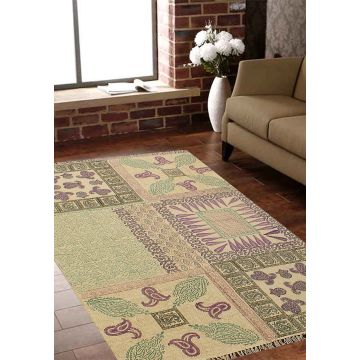 Rugsville Modern Patch Print Flatweave Cotton Dhurrie Carpet 4' x 6'