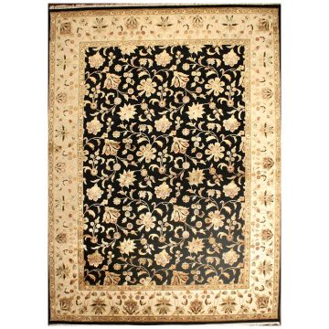 Rugsville Floral Persian Black Wool&Slilk Carpet 9' x 12'