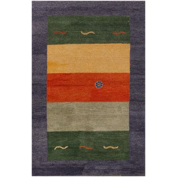 Rugsville Gabbeh Modern Blue Wool Carpet 5' x 8'