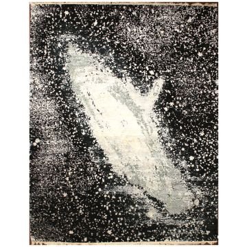 Rugsville Galaxy Black Wool Silk Carpet 8' x 10'