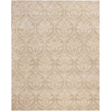 Rugsville Handmade Ivory Wool Carpet 8' x 10'