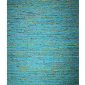 Rugsville Handmade d Sari Silk Teal Blue Carpet 8' x 10'