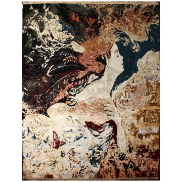 Rugsville Modern Art Multi Wool Silk Carpet 8' x 10'
