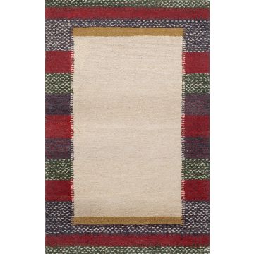Rugsville Modern Gabbeh Ivory Wool Carpet 8' x 10'