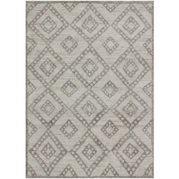 Rugsville Moroccan Beni Ourain Double Diamond Wool Gray Carpet 6' x 9'