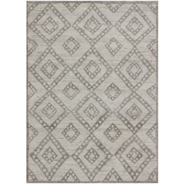 Rugsville Moroccan Beni Ourain Double Diamond Wool Gray Carpet 6' x 9'
