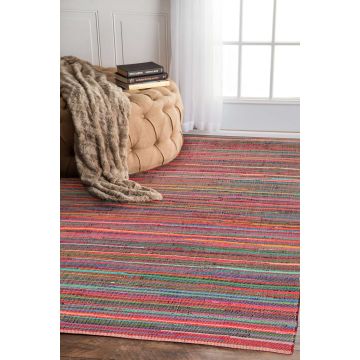 Rugsville Multi Chindi Stripe Dhurrie Carpet 21178