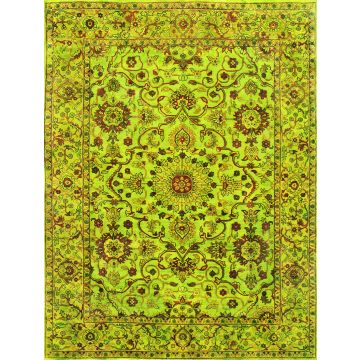 Rugsville Overdyed Lime Green wool Carpet 9' x 12'