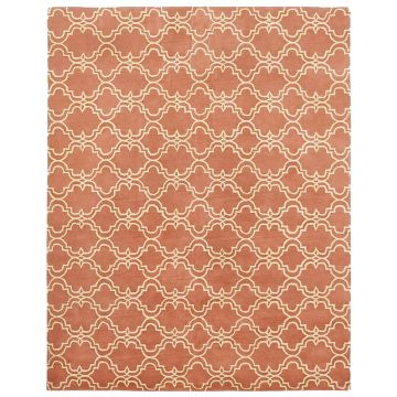 Rugsville Scroll Tile Red Wool Carpet 5' x 8'
