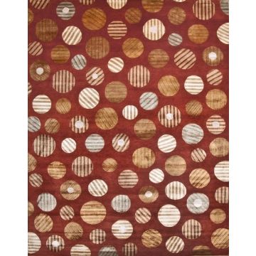 Rugsville Yates Modern Red & Rust Abstract Hand Knotted Wool & Silk Rug 13024 8' x 10'