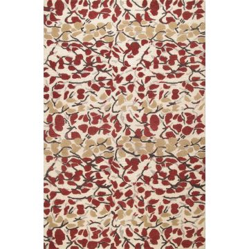 Rugsville Wildflower Red Wool Carpet 5' x 8'